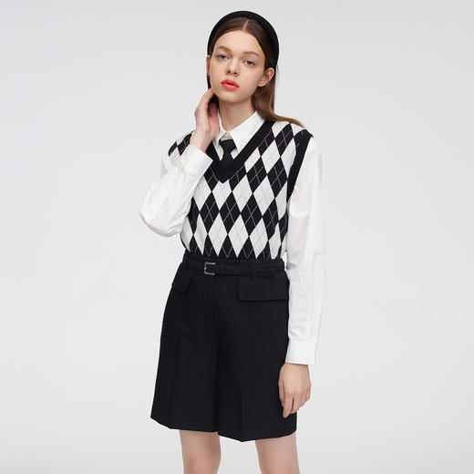 ELAND衣恋简约格子针织马甲EEVKC12H1C 商品图3