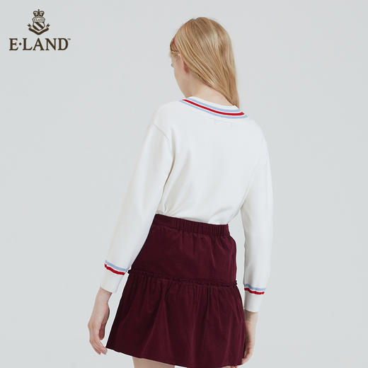 ELAND衣恋2022新款学院风V领甜美宽松撞色针织衫女EEKWB38C1M 商品图1