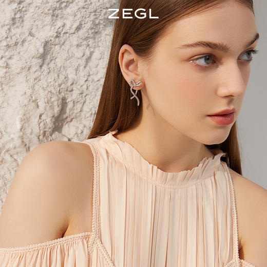 ZEGL蝴蝶结流苏耳环女高级感轻奢耳钉小众设计感925银针秋冬耳饰 商品图2
