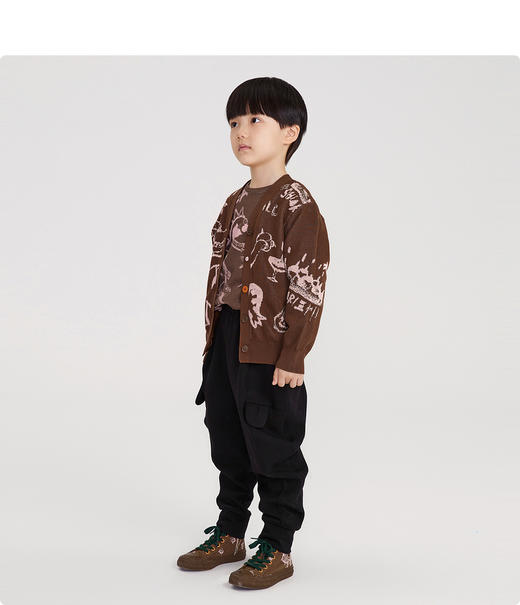 江南布衣童装22春装新款男女童宽松开襟毛衫1MB390190 商品图1