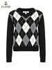 ELAND衣恋简约黑白菱纹V菱针织毛衣EEKWC12H3B 商品缩略图4