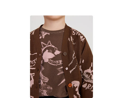 江南布衣童装22春装新款男女童宽松开襟毛衫1MB390190 商品图3