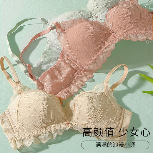 熳洁儿 无钢圈文胸薄款夏季蕾丝内衣聚拢小胸平胸专用胸罩女舒适21261533 商品图0