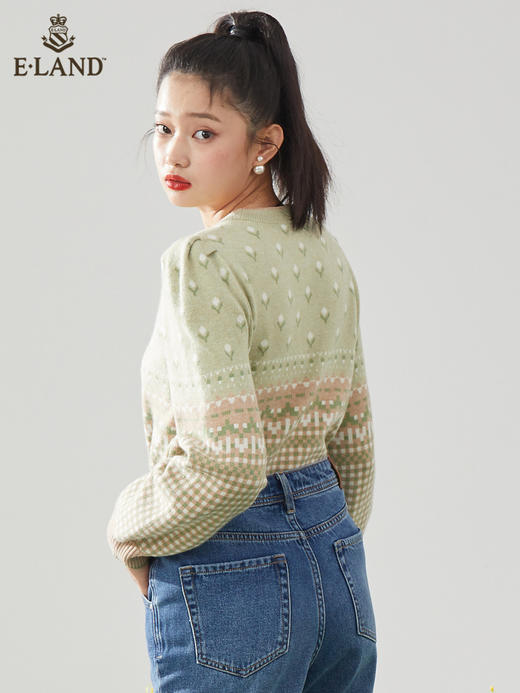 ELAND衣恋2022春季新款宽松圆领设计感套头毛衣上衣女EEKWB12C2M 商品图1