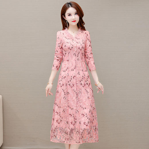 YWE JC1109刺绣连衣裙春新款修身阔太太裙 商品图1