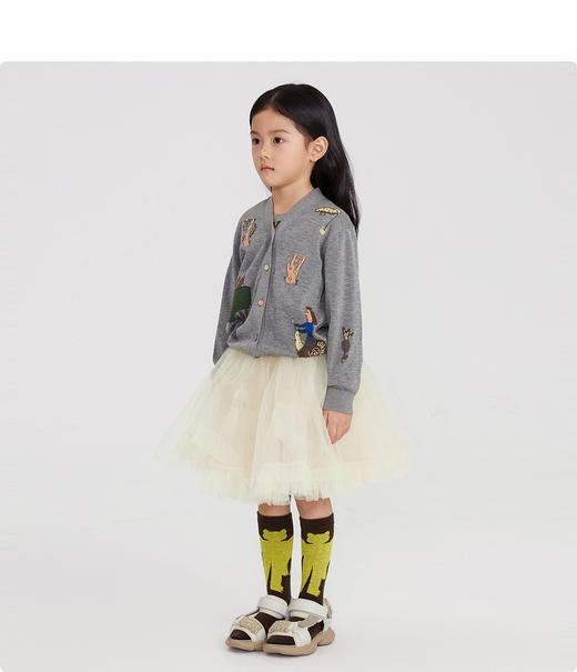 江南布衣童装22春装新款男女童宽松开襟毛衫1MB390160 商品图1