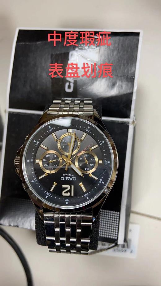 4971850059592  卡西欧CASIO  卡西欧手表三眼表盘商务黑金时尚男士手表【可能没电】 商品图6