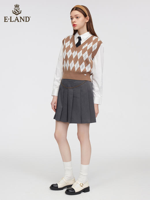 ELAND衣恋简约格子针织马甲EEVKC12H1C 商品图1