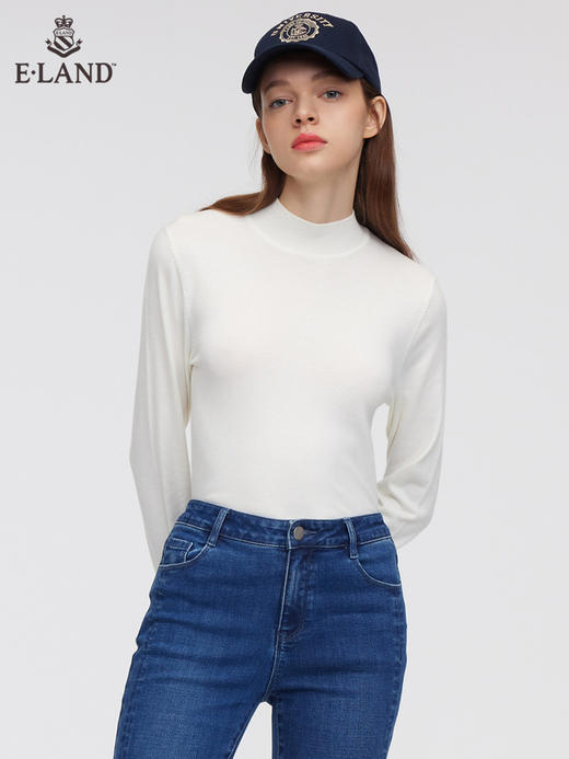 ELAND衣恋简约基础罗纹半高领打底衫	EEKWC11H4M 商品图0