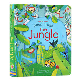 偷偷看里面系列 丛林 英文原版 Usborne Peep Inside The Jungle 尤斯伯恩 英文版儿童英语启蒙绘本 洞洞书 进口纸板翻翻书