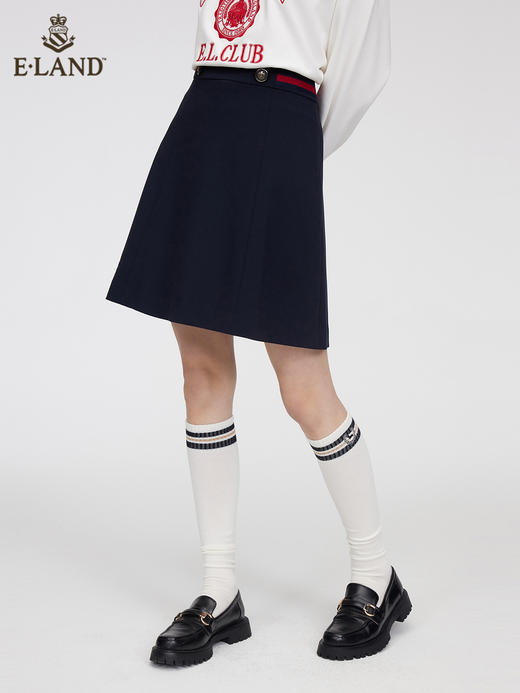 ELAND衣恋优雅通勤藏青A字半身裙EEWHC11H2M 商品图0