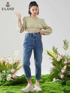 ELAND衣恋2022春季新款宽松圆领设计感套头毛衣上衣女EEKWB12C2M