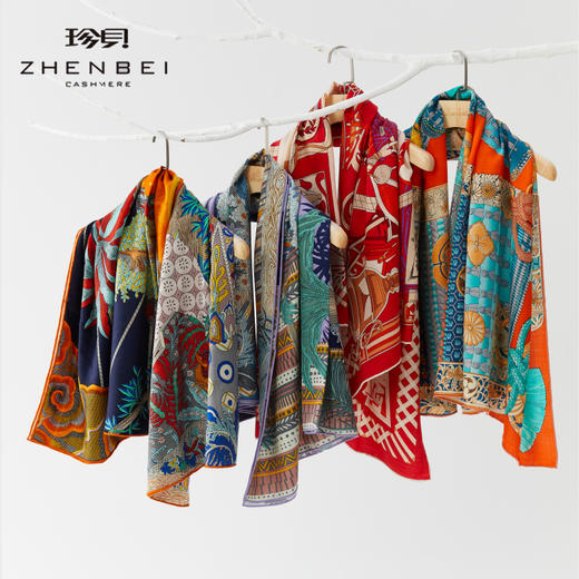 珍贝羊毛印花方巾W1981 商品图0