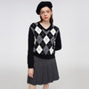 ELAND衣恋简约黑白菱纹V菱针织毛衣EEKWC12H3B 商品缩略图2