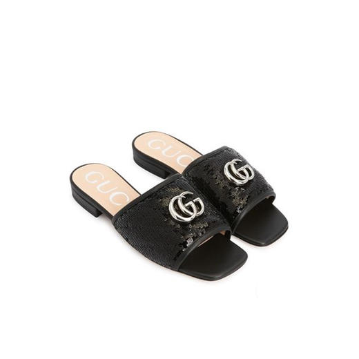 GUCCI 古驰 双G logo女士拖鞋 黑色 646552 2MO40 1000 商品图2