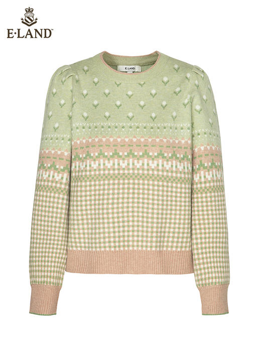 ELAND衣恋2022春季新款宽松圆领设计感套头毛衣上衣女EEKWB12C2M 商品图5