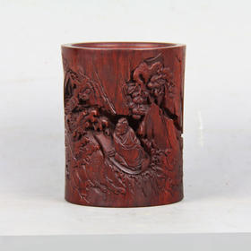 圣人泛舟°黑檀小笔筒