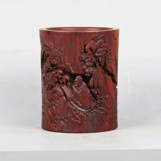 圣人泛舟°黑檀小笔筒 商品图0