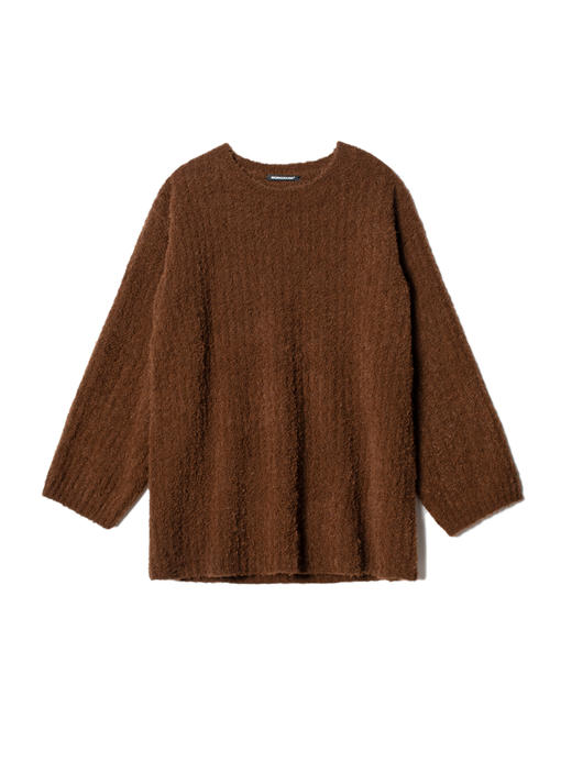 女士2022年新款秘鲁阿尔巴卡羊驼毛混纺单股坑条圆领套头衫 商品图4