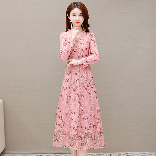 YWE JC1109刺绣连衣裙春新款修身阔太太裙 商品图3