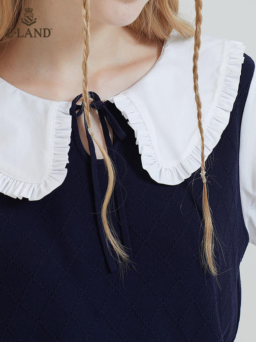 ELAND衣恋2022新款日系温柔洋气甜美娃娃领短款针织毛衣女EEKWB38C2M 商品图4