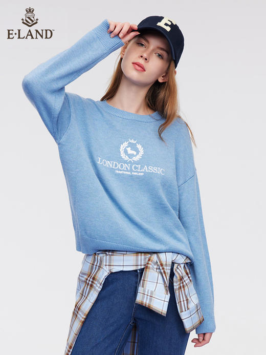 ELAND衣恋简约圆领柯基针织毛衣	EEKWC11H2M 商品图0