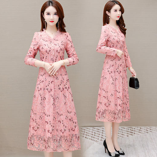 YWE JC1109刺绣连衣裙春新款修身阔太太裙 商品图0