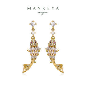 Manreya玛芮雅「开运锦鲤」镀金璀璨锆石耳坠