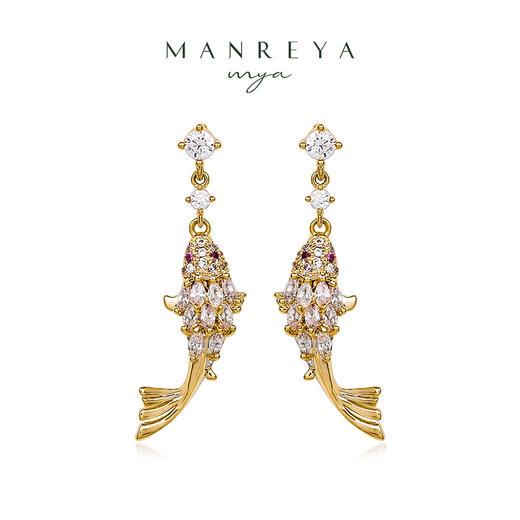 Manreya玛芮雅「开运锦鲤」镀金璀璨锆石耳坠 商品图0