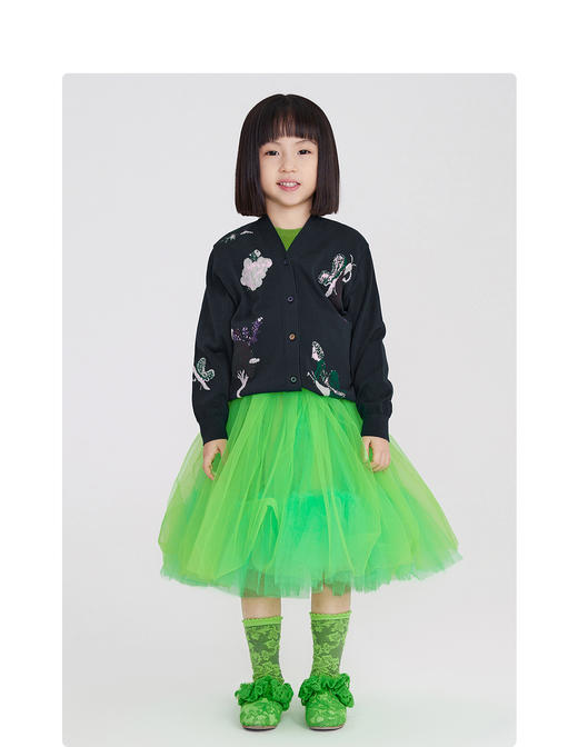 江南布衣童装22春装新款男女童宽松开襟毛衫1MB390160 商品图5