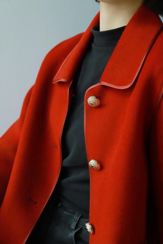 臣禾【100%绵羊毛】【1件穿3季】贴袋包边单排扣翻领短款小个子羊毛呢大衣9234080526 商品图2