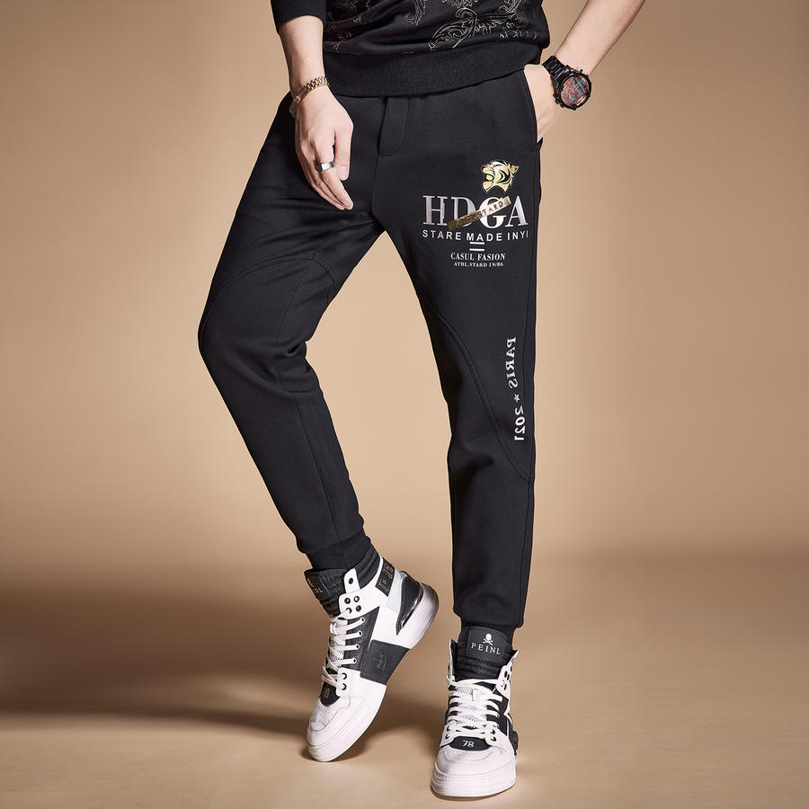 言吉潮牌男装新品字母印花休闲裤yj