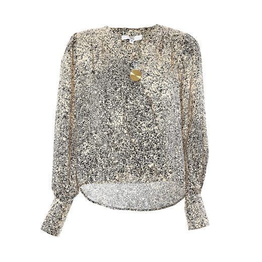 VIMAGE/纬漫纪春季新款100%桑蚕丝时尚印花V领显瘦泡泡袖小上衣女V1713303 商品图4