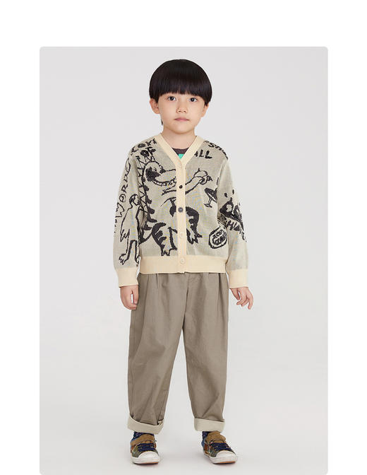 江南布衣童装22春装新款男女童宽松开襟毛衫1MB390190 商品图5