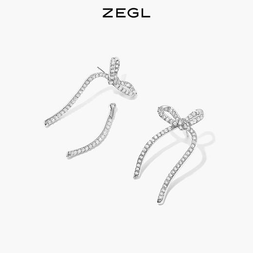 ZEGL蝴蝶结流苏耳环女高级感轻奢耳钉小众设计感925银针秋冬耳饰 商品图1