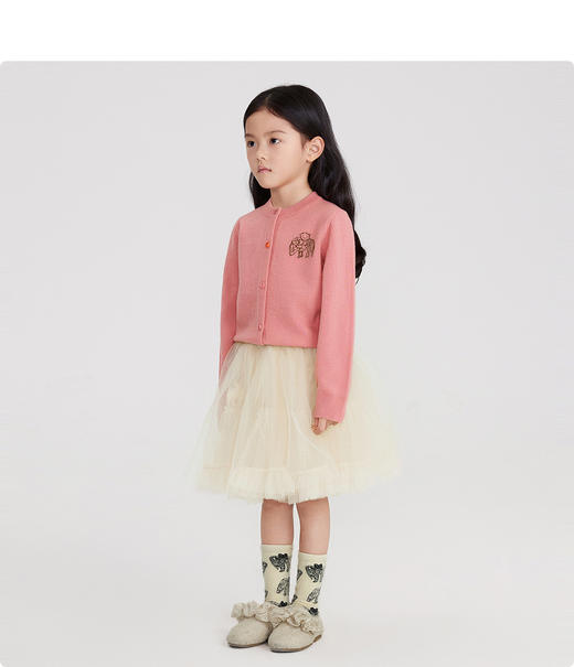 江南布衣童装22春装新款男女童圆领开襟毛衫1MB390170 商品图1