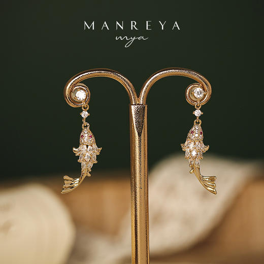 Manreya玛芮雅「开运锦鲤」镀金璀璨锆石耳坠 商品图4