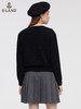 ELAND衣恋简约黑白菱纹V菱针织毛衣EEKWC12H3B 商品缩略图1