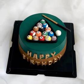 黑巢-台球桌球翻糖蛋糕生日蛋糕