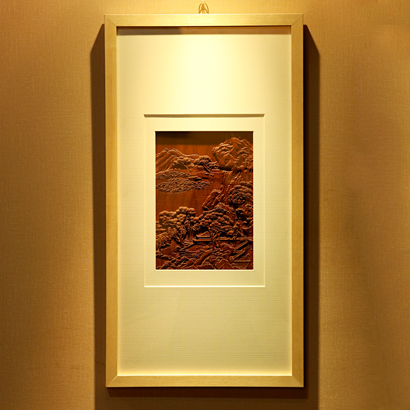 浮雕山水/唐寅山水木雕挂屏（款式多选）