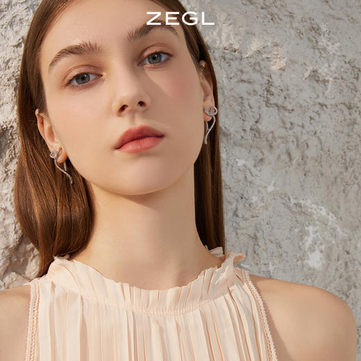 ZEGL蝴蝶结流苏耳环女高级感轻奢耳钉小众设计感925银针秋冬耳饰 商品图3