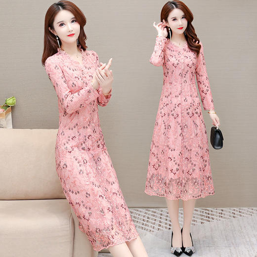 YWE JC1109刺绣连衣裙春新款修身阔太太裙 商品图2