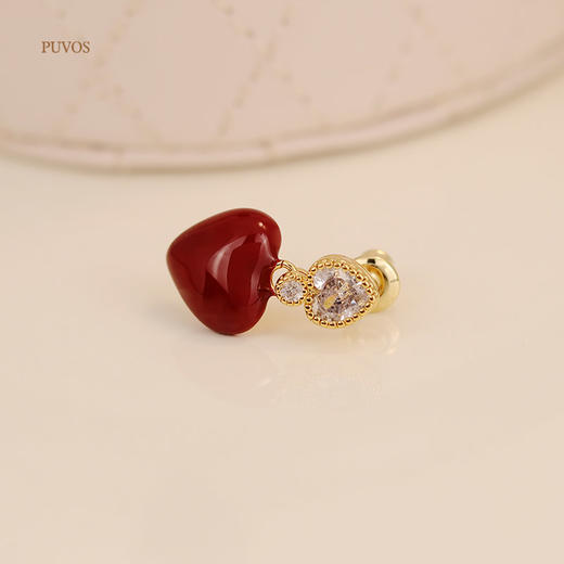 预售|PUVOS普沃斯 爱心锆石镶嵌法式新年耳钉 .潮快闪[福利品] 商品图4