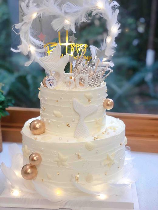 双层翻糖鱼尾巴皇冠奶油蛋糕 下单前请仔细阅读商品详情 商品图1