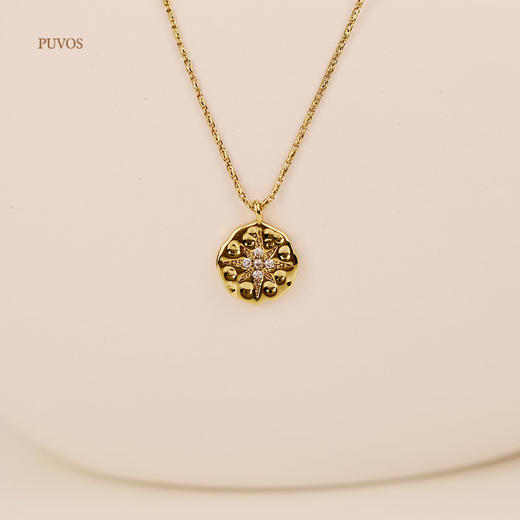 预售|PUVOS普沃斯 北极星硬币纽扣 八芒星镀18K金项链 .潮快闪[福利品] 商品图1
