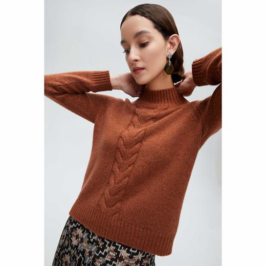 珍贝半高领夹丝绞花女衫55256 商品图1