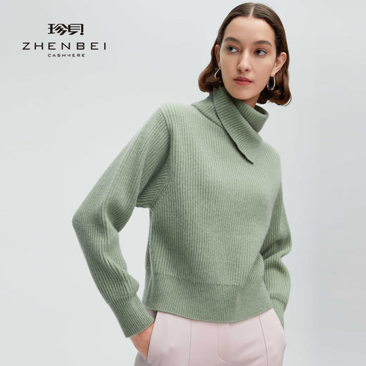 珍贝半高领链饰元宝针女衫H61009 商品图0