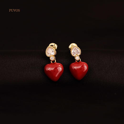 预售|PUVOS普沃斯 爱心锆石镶嵌法式新年耳钉 .潮快闪[福利品] 商品图2