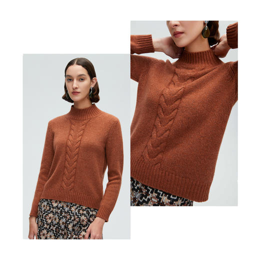 珍贝半高领夹丝绞花女衫55256 商品图2