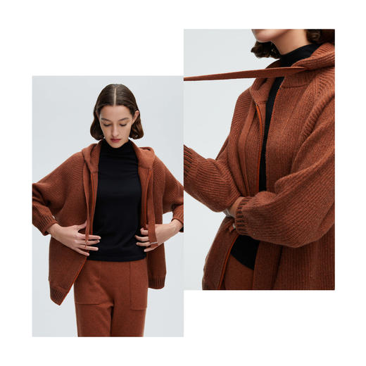 珍贝带帽女拉链开衫H61082 商品图2